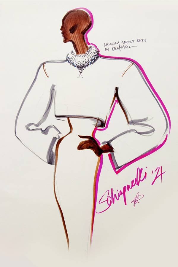 Croqui da coleção de alta-costura outono/inverno 2020/21 da Schiaparelli