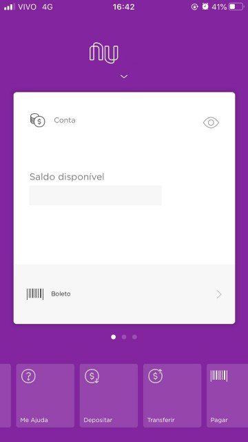 Acesse o app Nubank e clique em