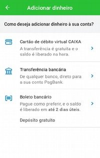 Selecione Cartão de débito virtual CAIXA