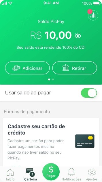 Selecione adicionar dinheiro