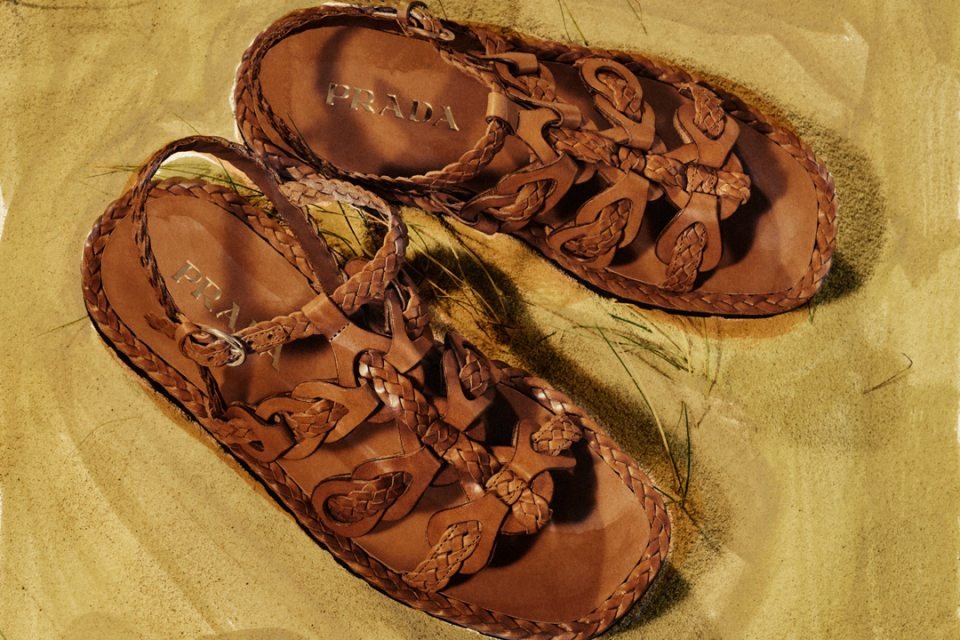 sandálias em couro