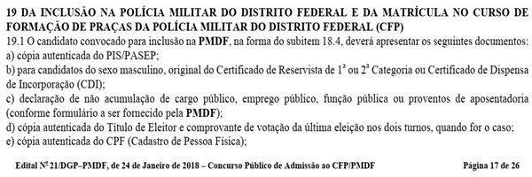 Extrato Edital PMDF 2018