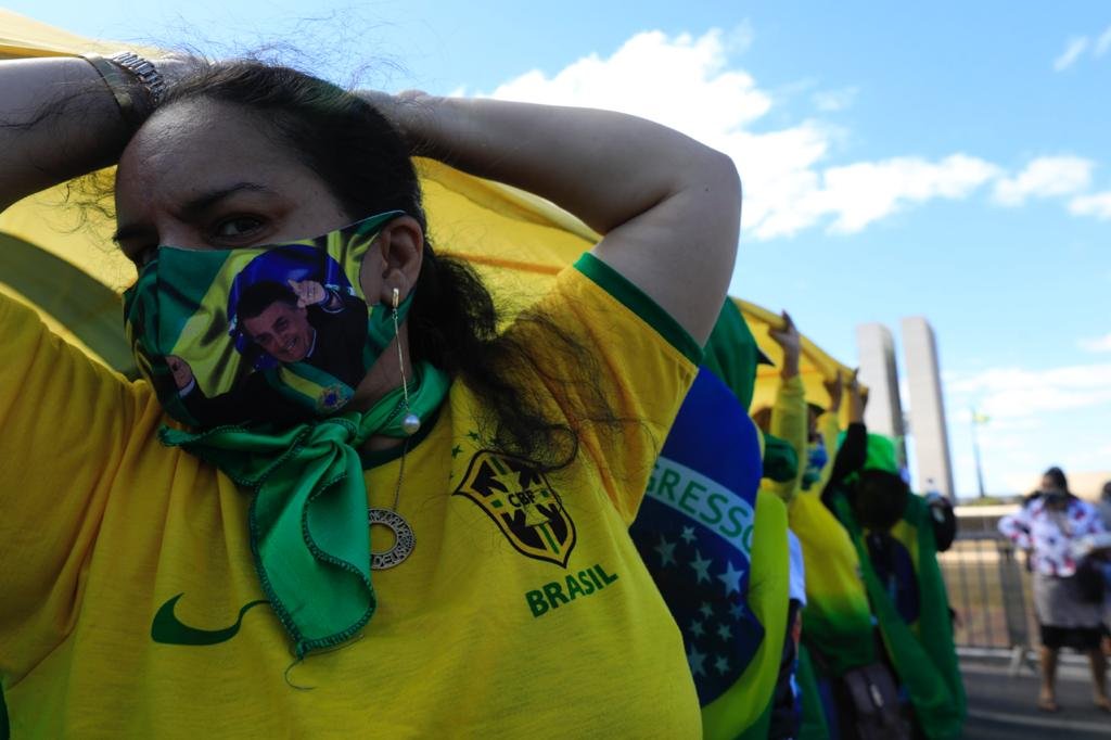 Manifestantes se reúnem na Esplanada em ato de apoio a Bolsonaro (19/07/2020)
