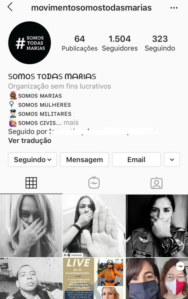 Movimento #Assédio No Quartel e Somos Todas Marias, da Bombeira Camila Paiva