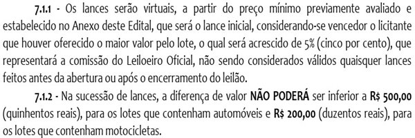 Extrato Edital Leilão 03/20 Detran-DF