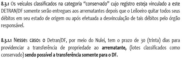 Extrato Edital Leilão 03/20 Detran-DF
