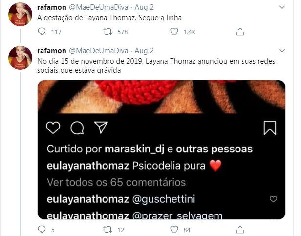 thread entre rafa mon e layana thomaz