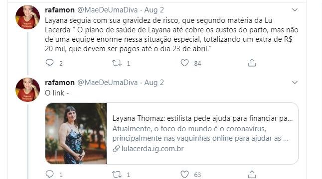 thread entre rafa mon e layana thomaz