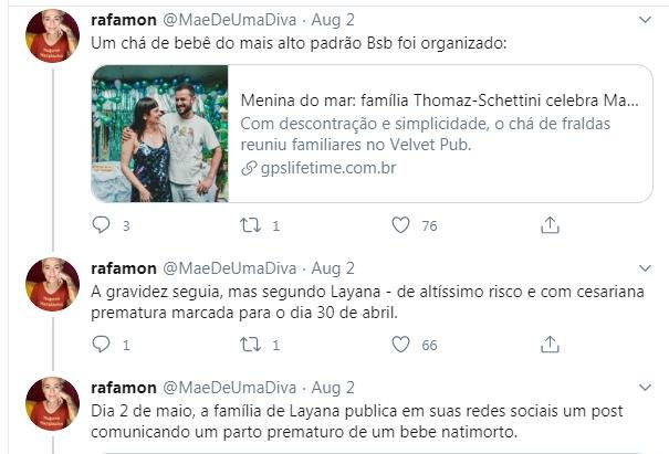 thread entre rafa mon e layana thomaz