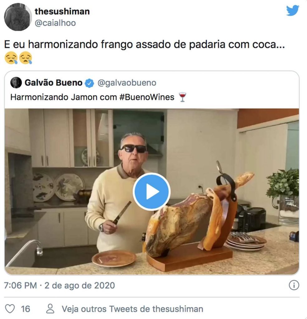 twitter fala sobre quarentena de Galvão bueno