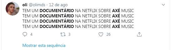 Tweets sobre o documentário Axé - Canto do Povo de Um Lugar