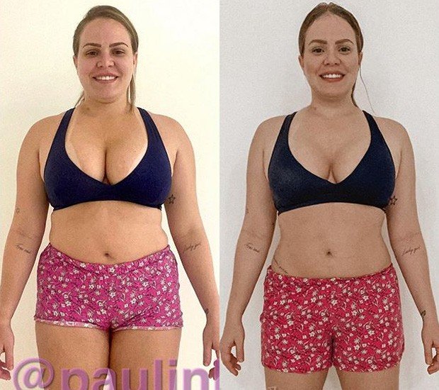 Paulinha Leite mostra antes e depois de perder 13,5 kg em 45 dias