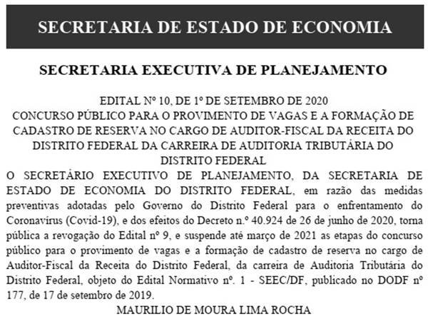 Nova data para o concurso de auditor fiscal no DF