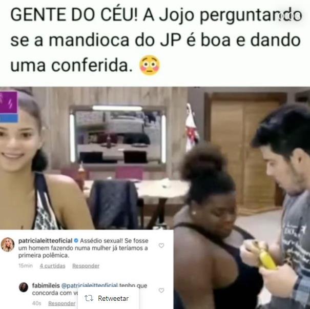 Tweets da treta de Jojo e Patrícia - Fazenda 12 e BBB18