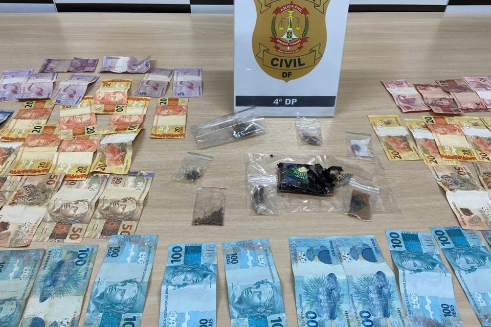 dinheiro e drogas apreendidos pela PCDF