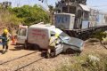 Simulação de colisão entre trem e carro