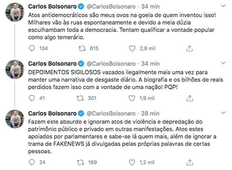 Tweet Carlos Bolsonaro 20.09.2020