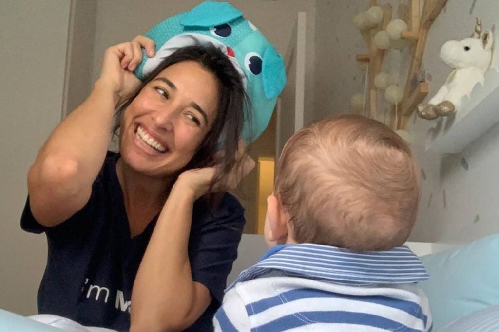 Giselle Itié e o filho Pedro