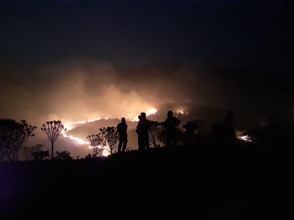 Incêndio de grandes proporções atinge reserva ambiental, em