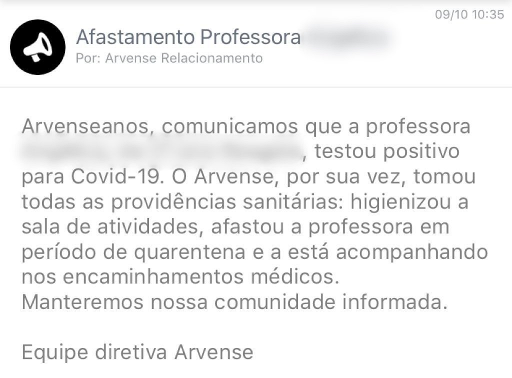 Comunicado colegio arvense