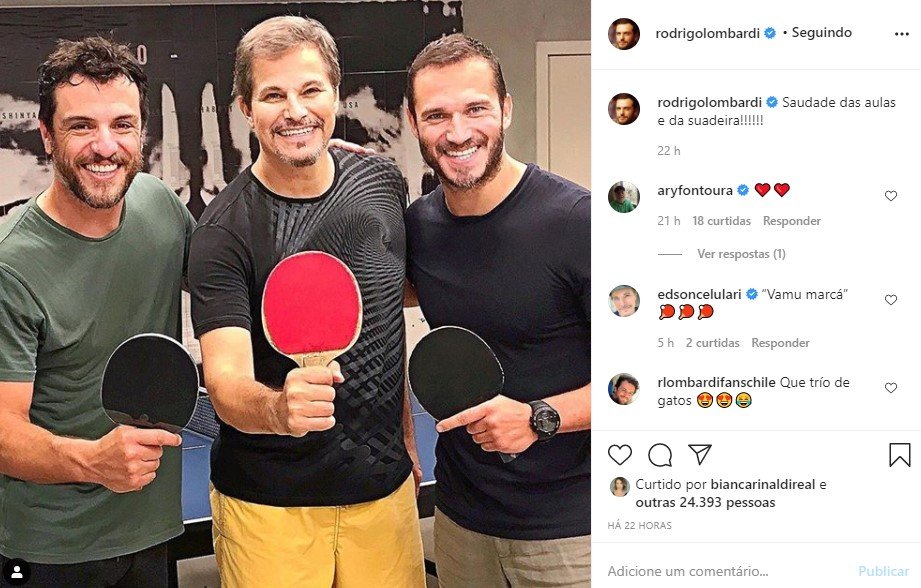 Rodrigo Lombardi, Paulo Rocha e Edson Celulari posam juntos