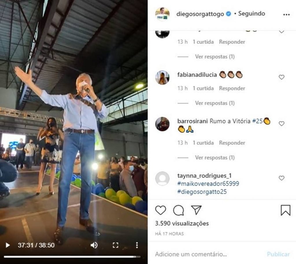 Diego Sorgatto transmitiu comício