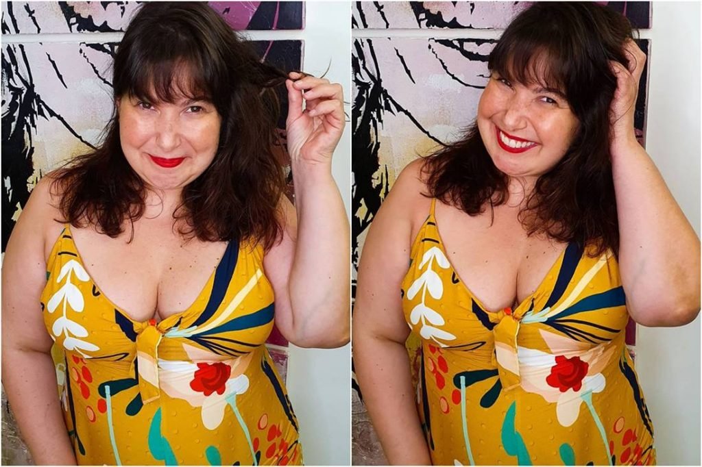 Mariana Xavier sorrindo de cabelo cortado