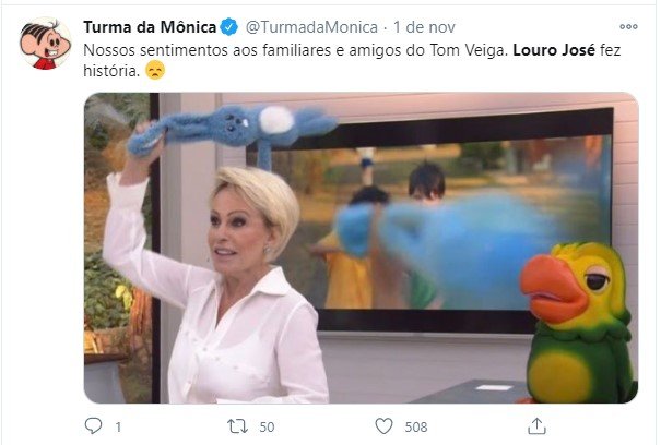 Post no Twitter sobre Tom Veiga