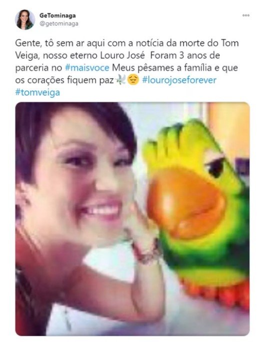 Post no Twitter sobre Tom Veiga