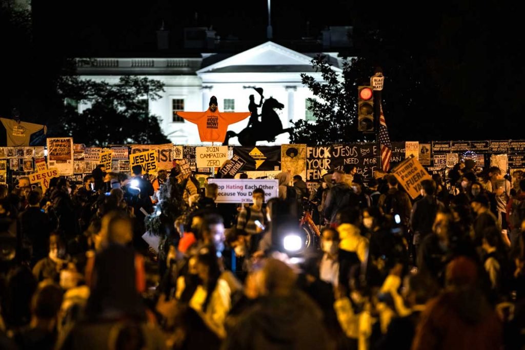 protesto casa branca Votação eleições no Estados Unidos - Eua