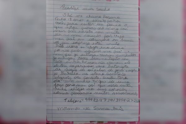 Em carta comovente, menina pede vaga de emprego para o pai "Meu sonho"