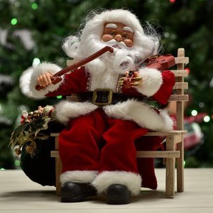 Papai Noel animado com violino 30cm