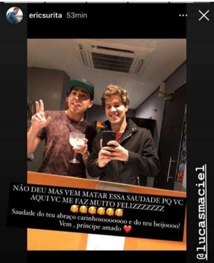 Eric Surita faz post amoroso para Lucas Selfie, apaga e explica ...