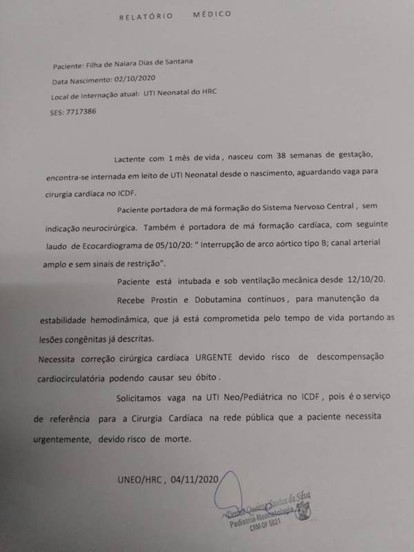 Relatório médico da Esther