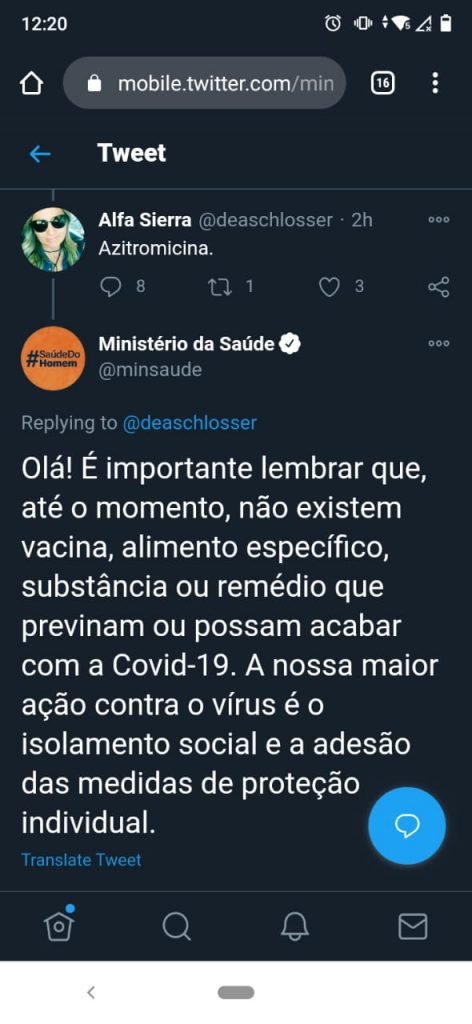 Ministério da Saúde recomendou o uso de máscaras e disse que ainda não há remédio contra a Covid-19