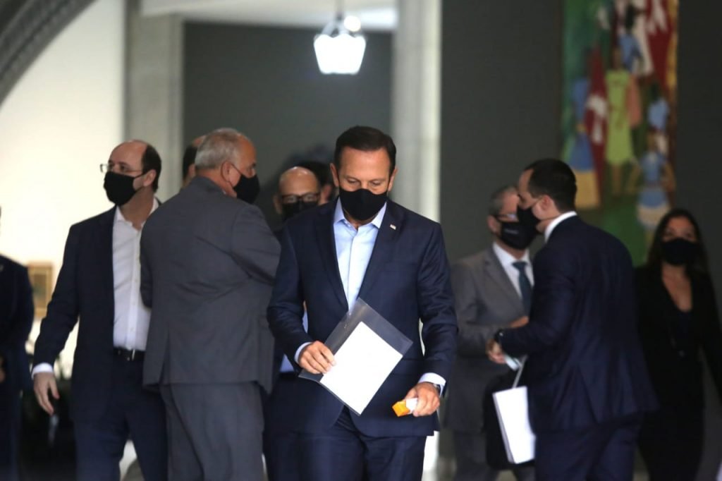 João Doria (PSDB), governador de São Paulo, durante coletiva de imprensa sobre a vacina da covid-19, no palácio 1