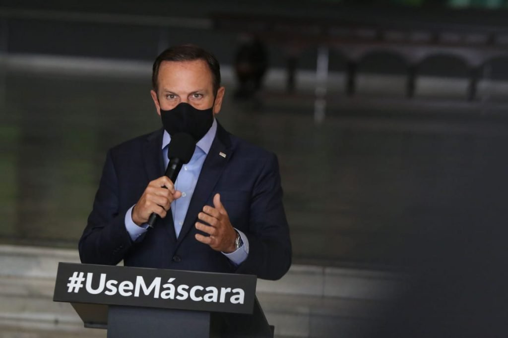 João Doria (PSDB), governador de São Paulo, durante coletiva de imprensa sobre a vacina da covid-19, no palácio 1