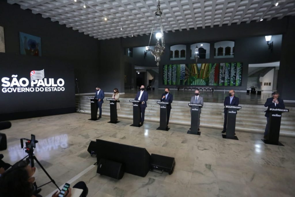 João Doria (PSDB), governador de São Paulo, durante coletiva de imprensa sobre a vacina da covid-19, no palácio 1