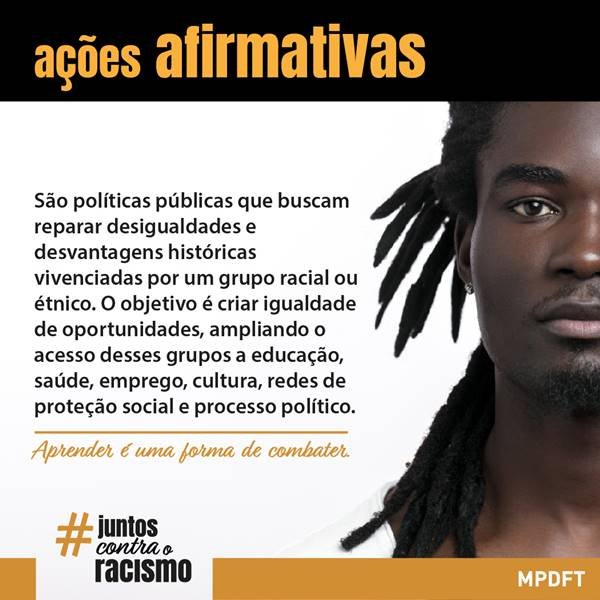Campanha Juntos Contra o Racismo, do Núcleo de Enfrentamento à Discriminação (NED) do Ministério Público do Distrito Federal e Territórios (MPDFT)