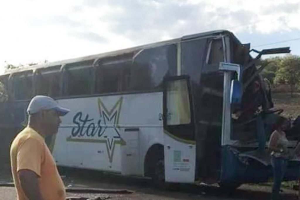 acidente entre ônibus e caminhão em SP 1
