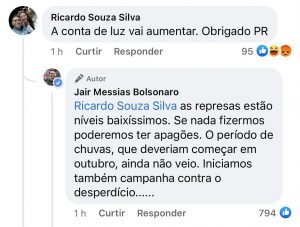 Bolsonaro responde sobre conta de luz