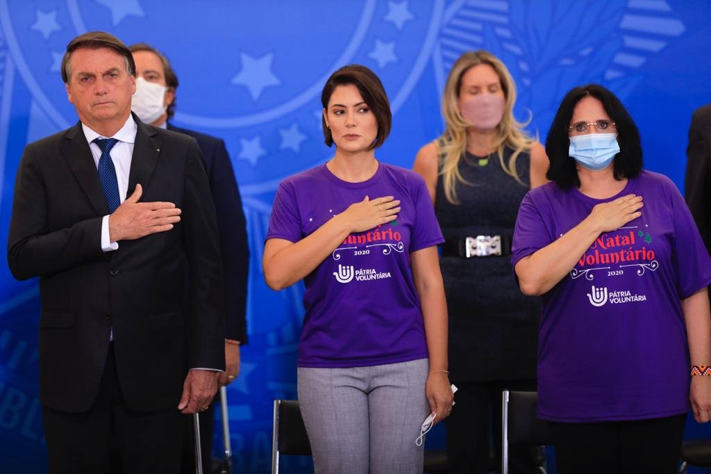 Presidente Bolsonaro e a primeira dama Michelle Bolsoanro e ministra Damares Alves Comemoração do Dia Internacional da Pessoa com Deficiência e do Dia Internacional do Voluntário, no palácio do Planalto 6