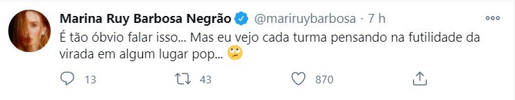 Tweet de Marina Ruy Barbosa sobre pandemia