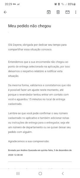 Resposta da Uber