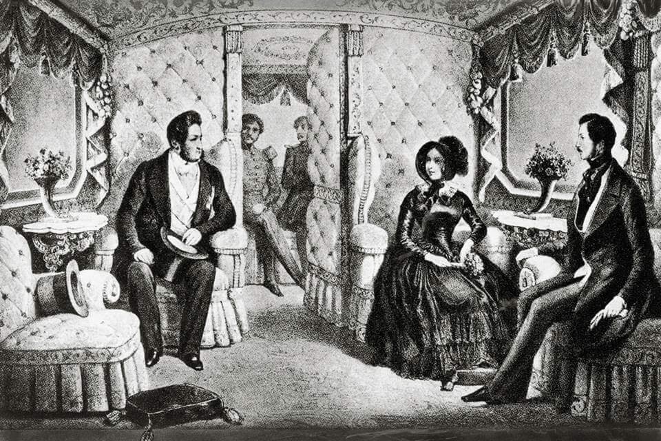 Rainha Vitória e o príncipe Albert no British Royal Train