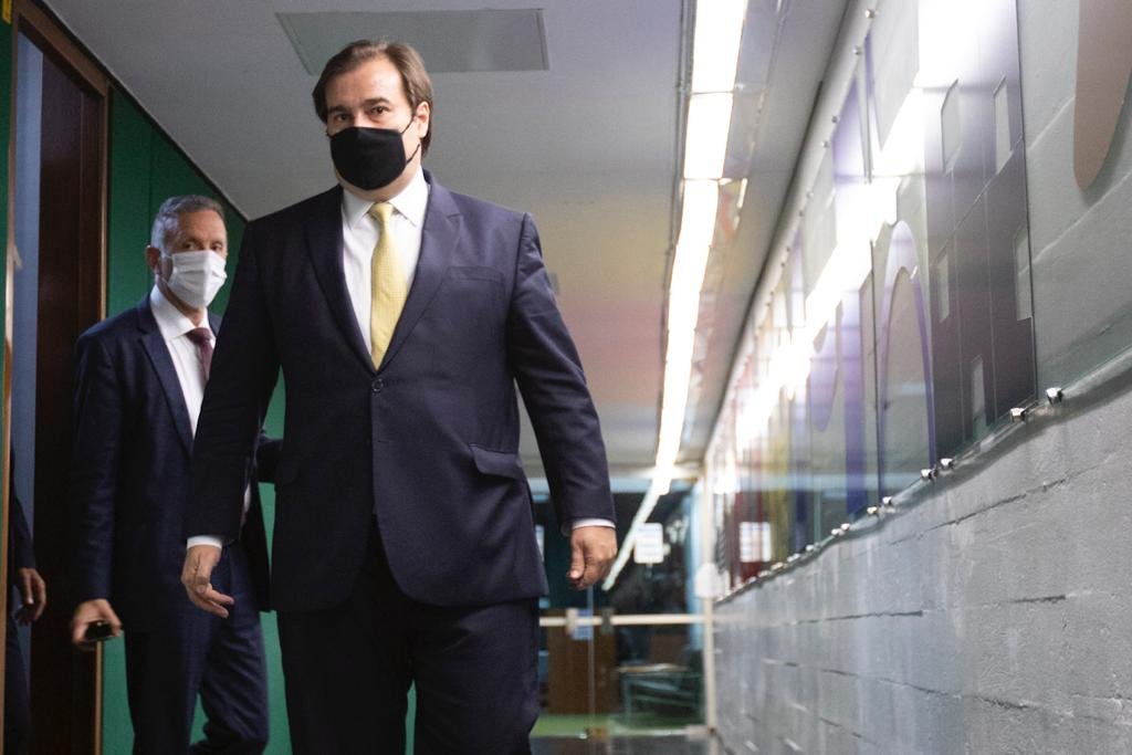 Coletiva do presidente da Câmara dos Deputados, Rodrigo Maia, no salão negro