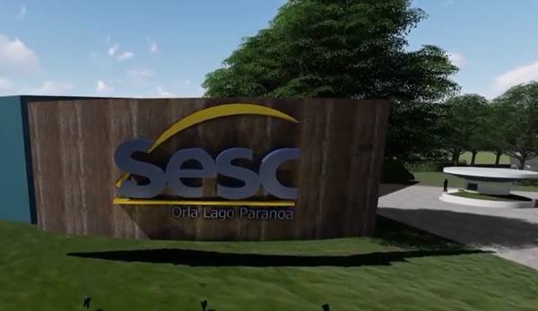Placa com nome do Sesc
