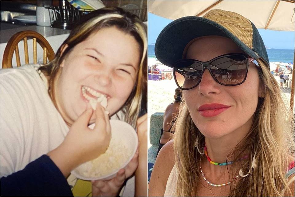 Montagem colorida com duas fotos: Antes e depois de Luiza Zveiter emagrecer - Metrópoles