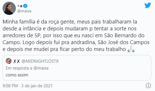 Maisa Silva no Twitter