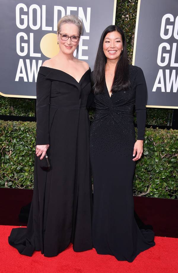 Meryl Streep e Ai-jen Poo no Globo de Ouro 2018